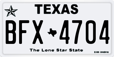 TX license plate BFX4704
