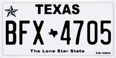 TX license plate BFX4705