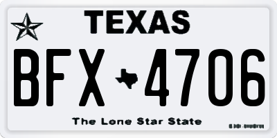 TX license plate BFX4706