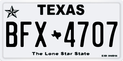 TX license plate BFX4707