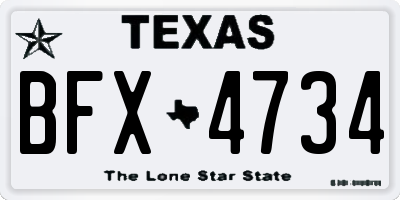 TX license plate BFX4734