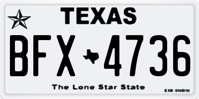 TX license plate BFX4736