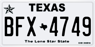 TX license plate BFX4749