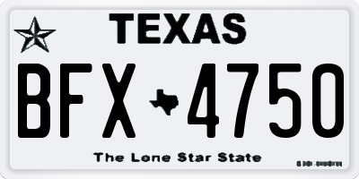 TX license plate BFX4750