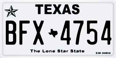 TX license plate BFX4754