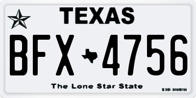 TX license plate BFX4756