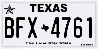 TX license plate BFX4761