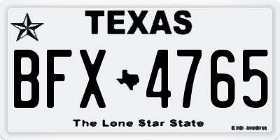 TX license plate BFX4765