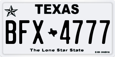 TX license plate BFX4777