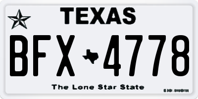 TX license plate BFX4778