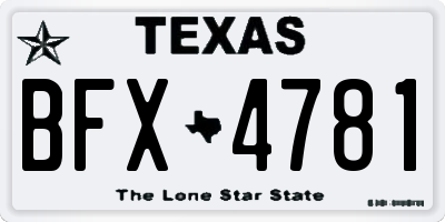 TX license plate BFX4781