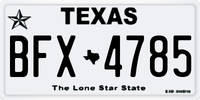 TX license plate BFX4785