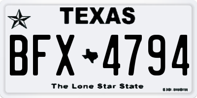 TX license plate BFX4794