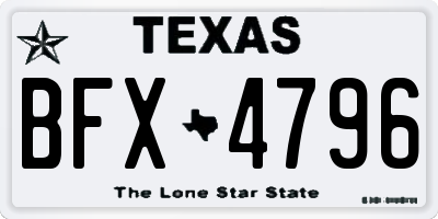 TX license plate BFX4796