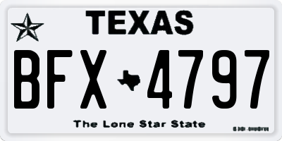 TX license plate BFX4797