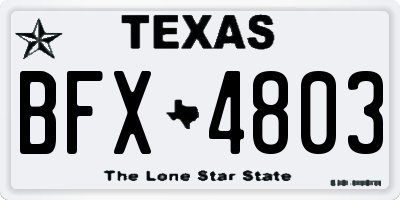 TX license plate BFX4803