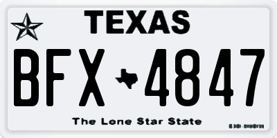 TX license plate BFX4847