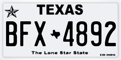 TX license plate BFX4892
