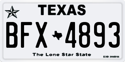 TX license plate BFX4893