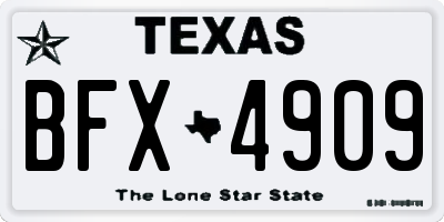 TX license plate BFX4909