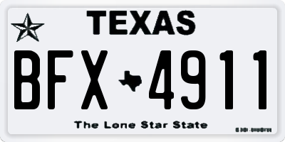 TX license plate BFX4911