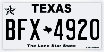 TX license plate BFX4920