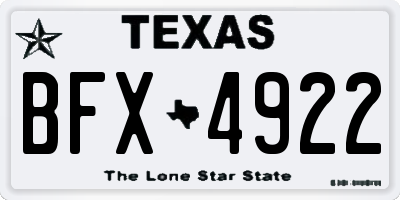 TX license plate BFX4922