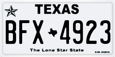 TX license plate BFX4923