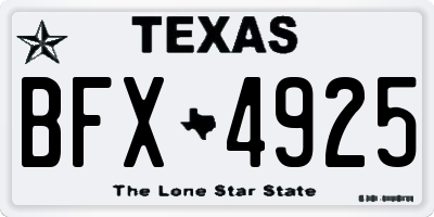 TX license plate BFX4925
