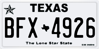 TX license plate BFX4926