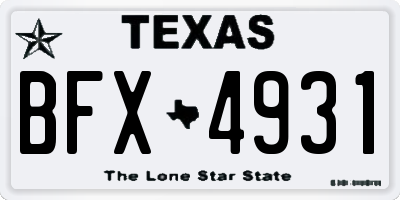 TX license plate BFX4931