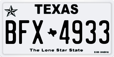 TX license plate BFX4933
