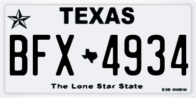 TX license plate BFX4934