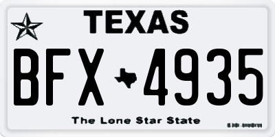 TX license plate BFX4935