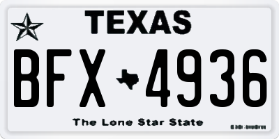 TX license plate BFX4936