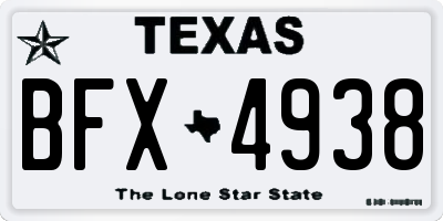 TX license plate BFX4938