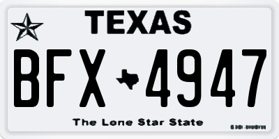 TX license plate BFX4947