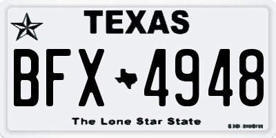 TX license plate BFX4948