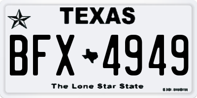 TX license plate BFX4949