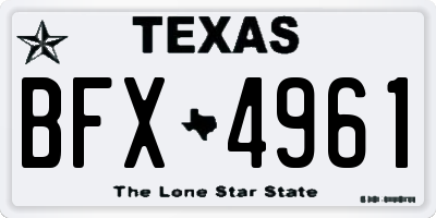 TX license plate BFX4961