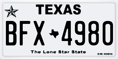 TX license plate BFX4980