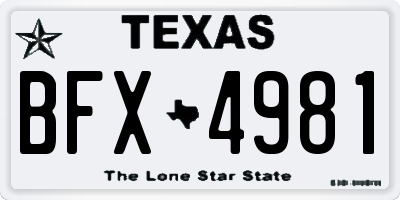 TX license plate BFX4981