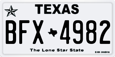 TX license plate BFX4982
