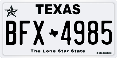 TX license plate BFX4985