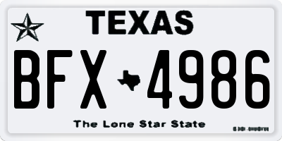 TX license plate BFX4986