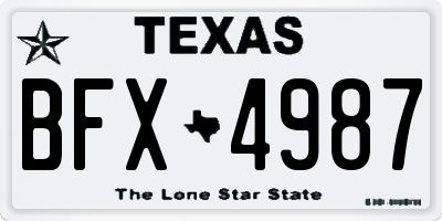 TX license plate BFX4987