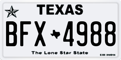 TX license plate BFX4988