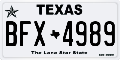 TX license plate BFX4989