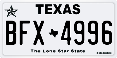 TX license plate BFX4996