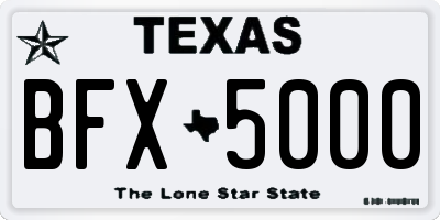 TX license plate BFX5000